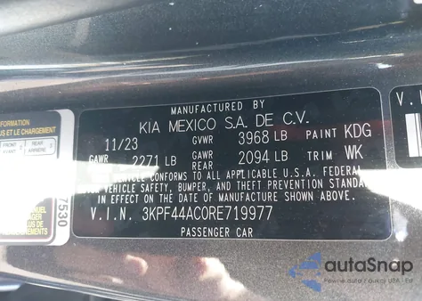 2024 Kia Forte Gt from USA, damaged, VIN 3KPF44AC0RE719977